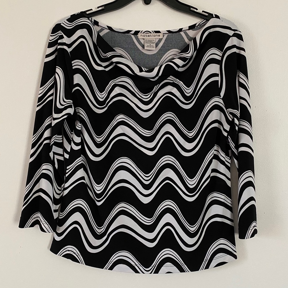 Black White printed blouse